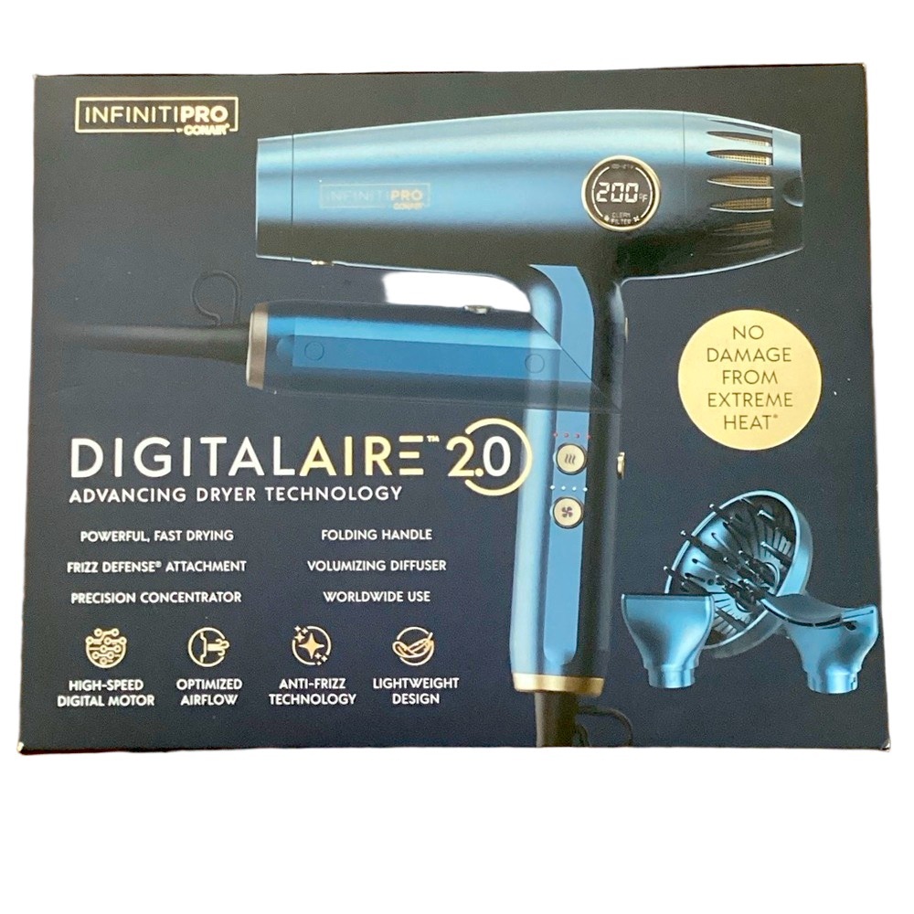 CONAIR InfinitiPro DigitalAire 2.0 Hair Dryer Anti-Frizz Lightweight NWT